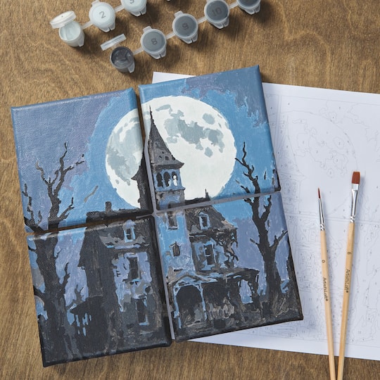 Haunted House with Moon Paint-by-Number Gallery Mini Kit by Artist's Loft®